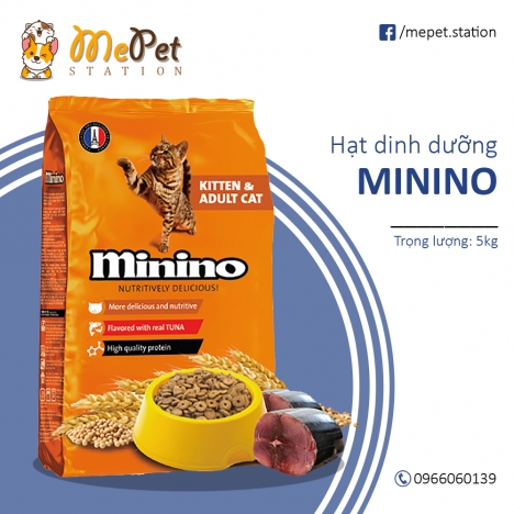 Hạt Minino Cho Mèo | Vị Cá Ngừ | Túi 1.3 Kg | Minino