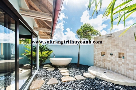 Sỏi đen tự nhiên trang trí lối đi sân vườn