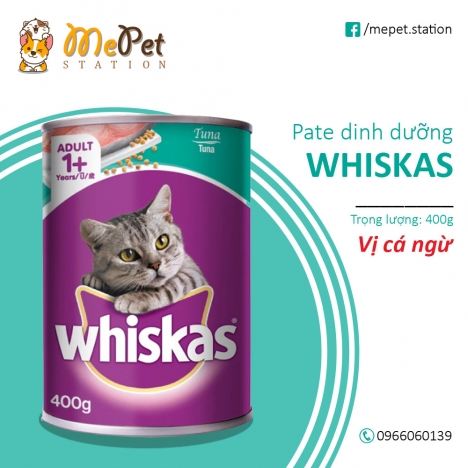 Pate Whiskas Cho Mèo | Vị Cá Biển - Cá Ngừ - Cá Thu | Lon 400 Gr | Whiskas
