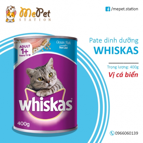 Pate Whiskas Cho Mèo | Vị Cá Biển - Cá Ngừ - Cá Thu | Lon 400 Gr | Whiskas