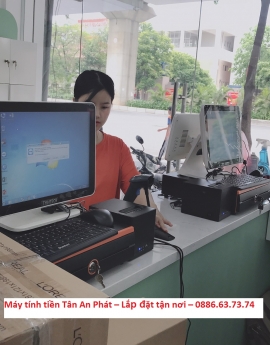 Lắp máy tính tiền 2 màn hình cho siêu thị mini Vũng Tàu 