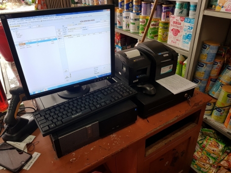 Setup bộ máy tính tiền cho tạp hóa giá rẻ tại Hải Dương