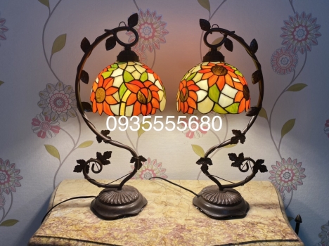 Giao lưu đôi đèn tifany hoạ tiết hoa hướng dương