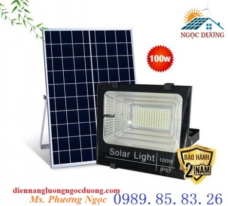 Đèn LED Pha Năng Lượng Mặt Trời 100W, đèn chiếu sáng năng lượng mặt trời