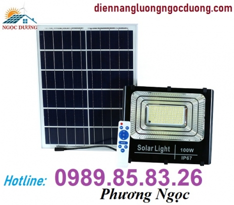 Đèn LED Pha Năng Lượng Mặt Trời 100W, đèn chiếu sáng năng lượng mặt trời
