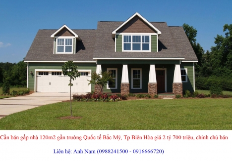 Cần bán gấp nhà 120m2 gần trường Quốc tế Bắc Mỹ, Tp Biên Hòa giá 2 tỷ 700 triệu, chính chủ