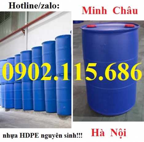 Thùng phi nhựa 200 lit mới, thùng phi nhựa 200l nắp kín, thùng phi nhựa 200 lít nắp nhỏ, thùng phi n