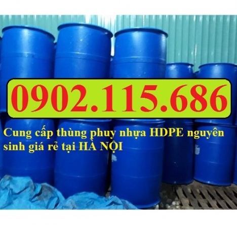 Thùng phi nhựa 200 lit mới, thùng phi nhựa 200l nắp kín, thùng phi nhựa 200 lít nắp nhỏ, thùng phi n