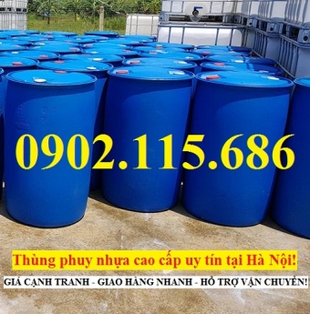Thùng phi nhựa 200 lit mới, thùng phi nhựa 200l nắp kín, thùng phi nhựa 200 lít nắp nhỏ, thùng phi n