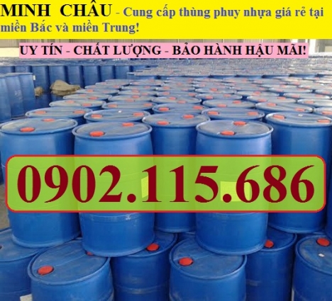Thùng phi nhựa 200 lit mới, thùng phi nhựa 200l nắp kín, thùng phi nhựa 200 lít nắp nhỏ, thùng phi n
