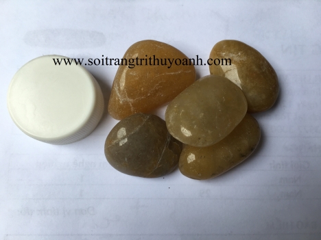 Sỏi vàng bóng trang trí tiểu cảnh sân vườn