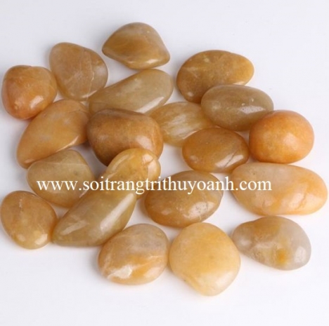 Sỏi vàng bóng trang trí tiểu cảnh sân vườn