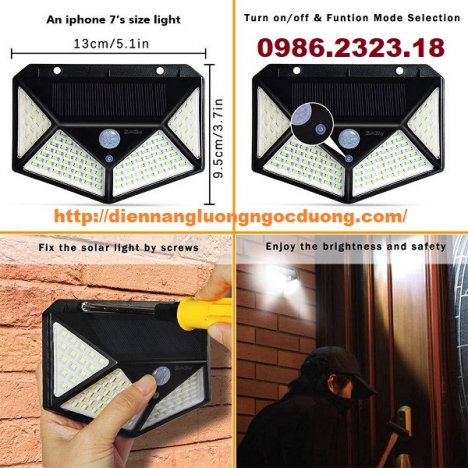 đèn năng lượng mặt trời 100 led, hệ thống điện năng lượng mặt trời, đèn chiếu sáng sân vườn năng lượ