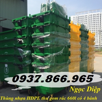 Thùng rác dung tích lớn, thùng nhựa HDPE thu gom rác