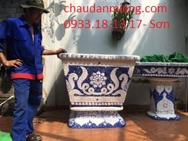 Chậu hoa _ chậu cảnh _ chậu hoa dán miễng , ghép sành sứ _ chậu to, chậu hoa thủ đức