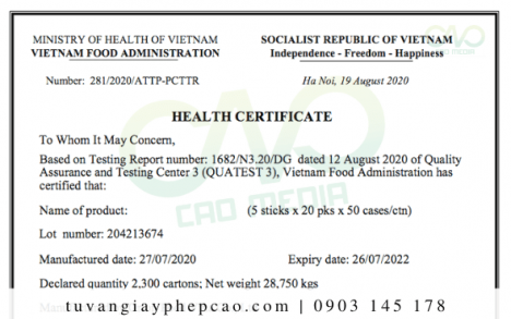 Xin giấy chứng nhận y tế – HC trà lên men ở đâu?