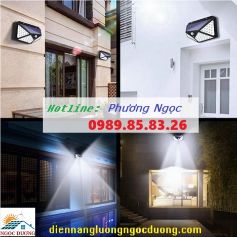 Đèn năng lượng mặt trời 100 LED, đèn sân vườn 100 bóng LED, đèn trang trí năng lượng mặt trời