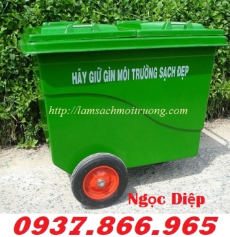 Thùng rác 660l 3 bánh xe, xe gom rác nhựa composite