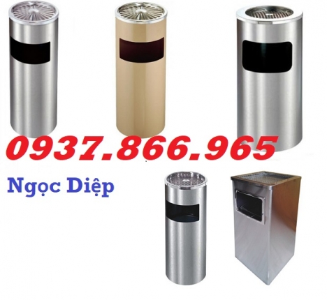 Thùng rác inox, thùng rác inox có gạt tàn, thùng rác vuông, cây gạt tàn thuốc lá