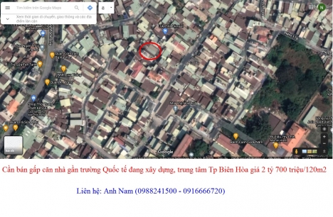 Cần bán gấp căn nhà gần trường Quốc tế đang xây dựng, Tp Biên Hòa giá 2 tỷ 700 triệu/120m2