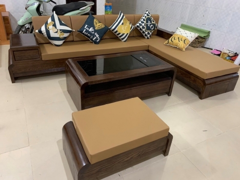SOFA GỖ KÈM ĐỆM DA CAO CẤP