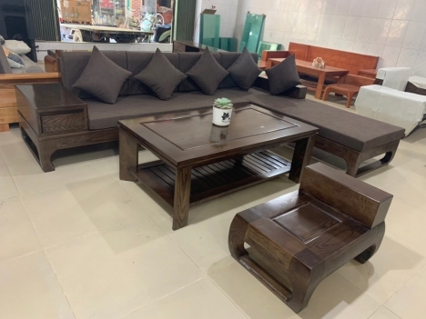 SOFA GỖ KÈM ĐỆM DA CAO CẤP
