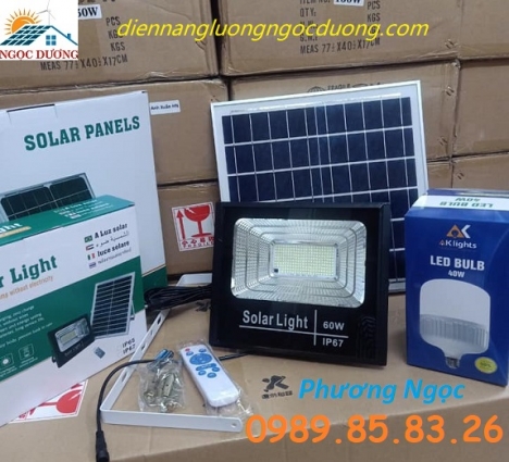 Đèn năng lượng mặt trời 60W, đèn led pha 60W, đèn năng lượng mặt trời