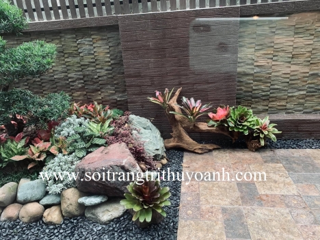 Sỏi đen bóng tra trí sân vườn