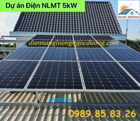 Lắp đặt hệ thống điện mặt trời hòa lưới 5KW, combo hệ thống điện mặt trời áp mái