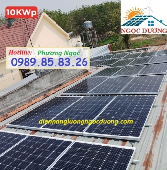 Hệ thống điện năng lượng mặt trời hòa lưới 10KW 3 pha, combo điện mặt trời mái nhà