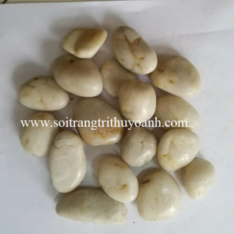 Sỏi trắng bóng trang trí tiểu cảnh sân vườn, sỏi rải sân vườn