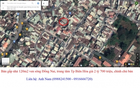 Cần bán gấp nhà riêng 3 PN, ven sông Đồng Nai, Tp Biên hòa giá 2 tỷ 700 triệu/120m2