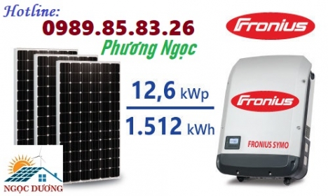 Hệ thống điện mặt trời hòa lưới 12,6 kW 03 pha, lắp đặt điện mặt trời hòa lưới