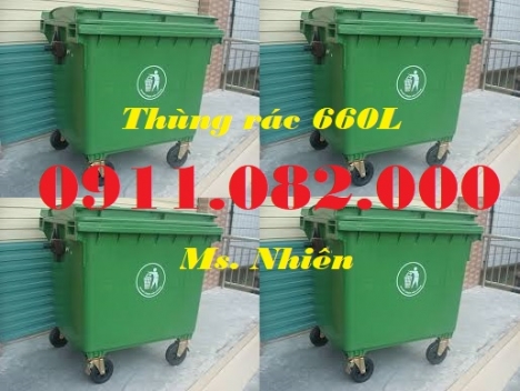 Bán thùng rác 660 lít giá rẻ tại cần thơ- thùng rác 4 bánh xe màu xanh-lh 0911082000