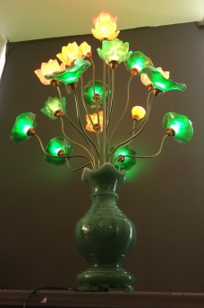 Đôi đèn thờ led, đèn thờ điện bình ngọc hoa sen nở nhiều màu