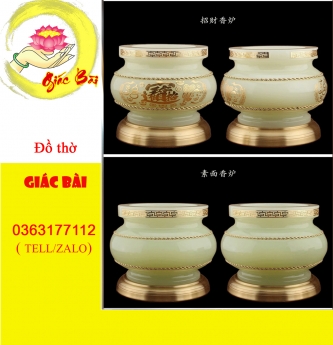 Bộ đồ thờ cúng bằng đồng bọc quanh lưu ly cao cấp giá tốt