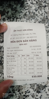 Phần mềm tính tiền giá rẻ cho quán ăn/quán nhậu Bình Định