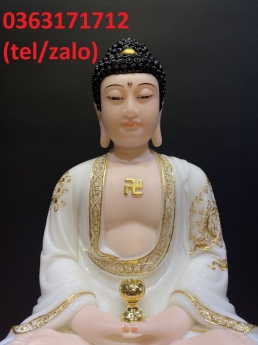 Mua tượng phật A Di Đà ngồi đế hoa sen bằng đá trắng dát vàng giá tốt ở đâu?