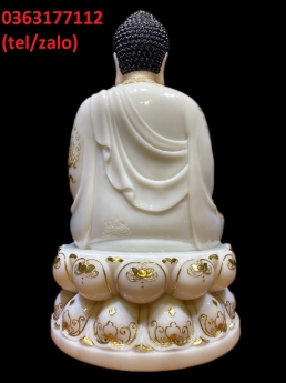 Mua tượng phật A Di Đà ngồi đế hoa sen bằng đá trắng dát vàng giá tốt ở đâu?