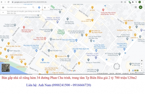 Sang gấp trước Tết, căn nhà hẻm 34 đường Phan Chu Trinh, Tp Biên Hòa giá 2 tỷ 5 /120m2