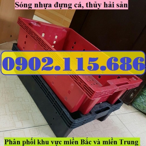 Sọt nhựa đựng hàng công nghiệp, sọt nhựa có quai sắt, sóng đựng cá, thủy hải sản, sọt nhựa có bánh x