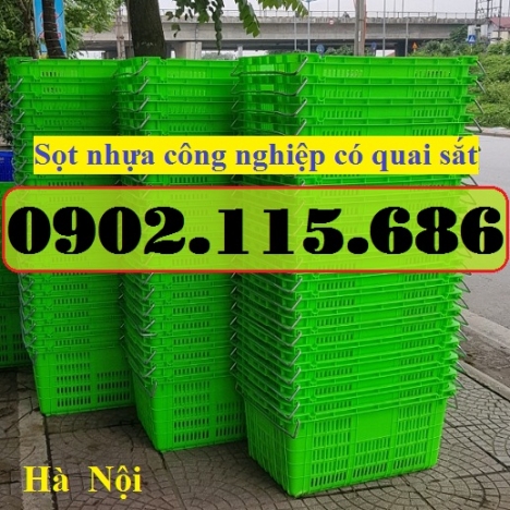 Sọt nhựa đựng hàng công nghiệp, sọt nhựa có quai sắt, sóng đựng cá, thủy hải sản, sọt nhựa có bánh x
