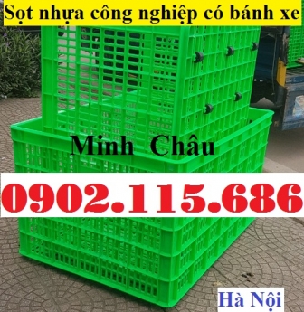 Sọt nhựa đựng hàng công nghiệp, sọt nhựa có quai sắt, sóng đựng cá, thủy hải sản, sọt nhựa có bánh x