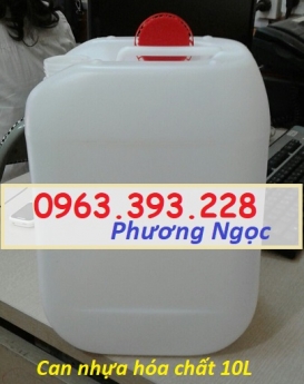 Can nhựa hóa chất dung tích 10 Lít, can vuông nhựa nguyên sinh