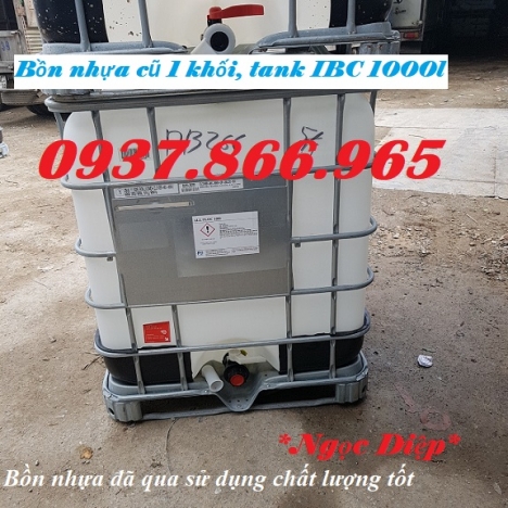 Tank nhựa IBC 1000 lít, Bồn nhựa trắng đựng hóa chất 1 khối, bồn nhựa có khung mạ kẽm
