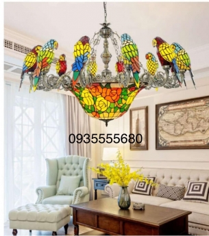Cuối năm xả hàng duy nhất 1 bộ đèn chùm tiffany vẹt đa sắc