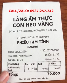 Máy in hóa đơn cho quán ăn, nhà hàng tại Cần Thơ, Sóc Trăng