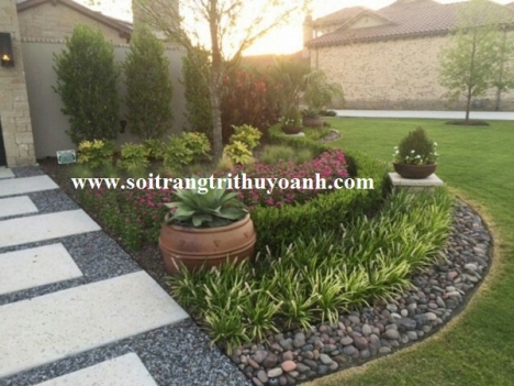Sỏi trang trí chậu cây