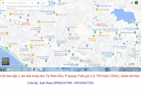 Cần bán gấp 2 căn nhà trung tâm Tp Biên Hòa, P Quang Vinh giá 2 tỷ 700 triệu/120m2