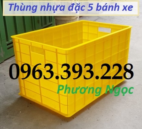 Thùng nhựa đặc có bánh xe, sóng nhựa công nghiệp 5 bánh xe, thùng cỡ lớn